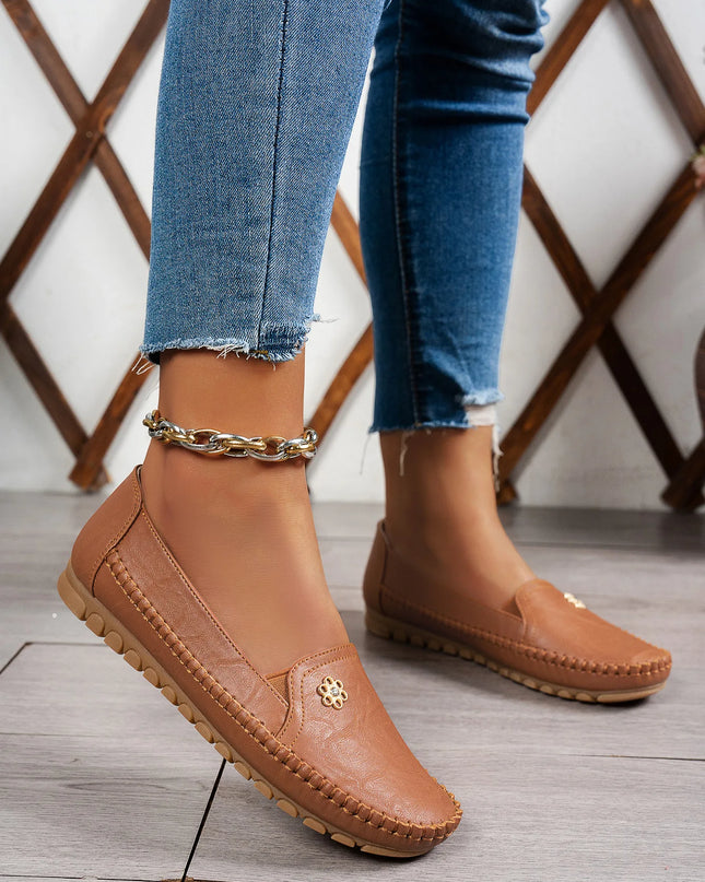 Comfortable Women's Loafers Laser Stitch Detail Flat Shoes Casual Comfortable Slip On Classic Trendy Streetwear