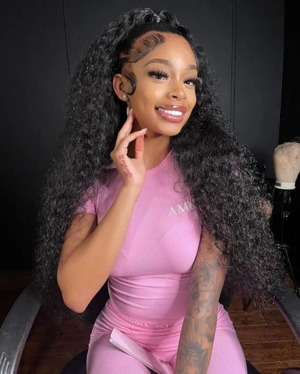 Snwprin 360 HD Full Lace Curly Human Hair Wig – 30 Inch Deep Wave Glueless Preplucked Frontal