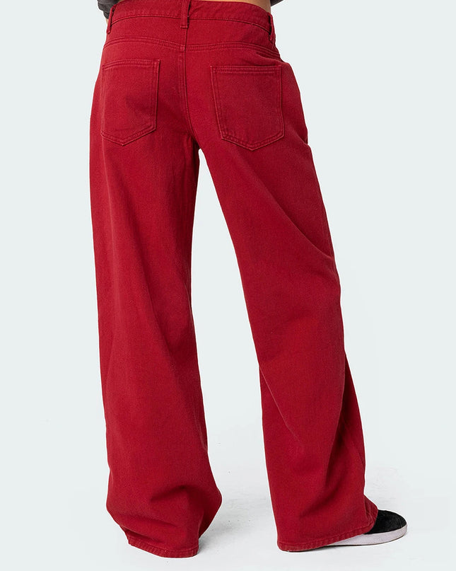 Women's Casual Loose Boyfried Wide Leg Denim Pants