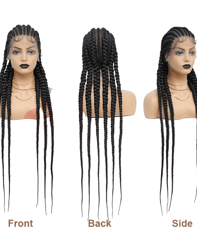 Synthetic Braided Lace Front Wigs - 36 inches 6 Braids
