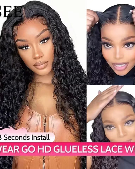Wear Go Wig ISEE Hair Mongolian Water Wave 7x5 Glueless Preplucked Human Wigs Ready To Go Pre Cut Lace Easy Install HD Lace Wigs