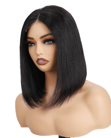 Wear & Go Glueless Bob Wig – Short Straight Human Hair Lace Closure Wig for Beginners