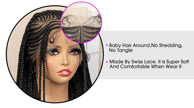 African Braided Hair Wigs Synthetic Full Lace