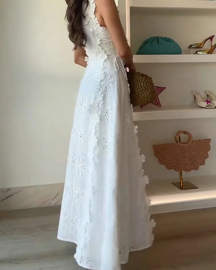 Women’s One-Shoulder Hollow Out Tassel Bodycon Maxi Dress