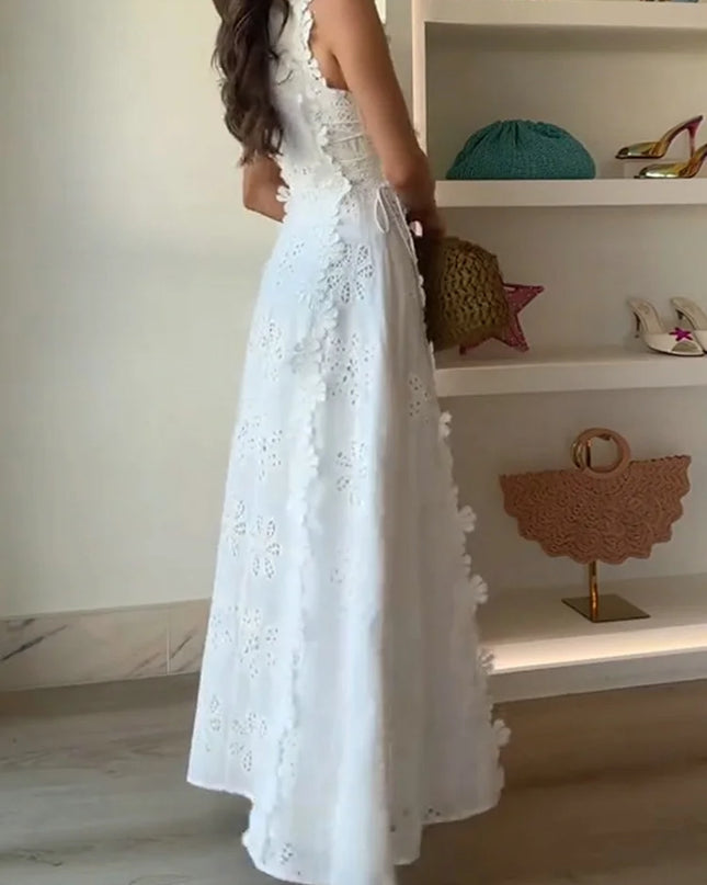 Women’s One-Shoulder Hollow Out Tassel Bodycon Maxi Dress