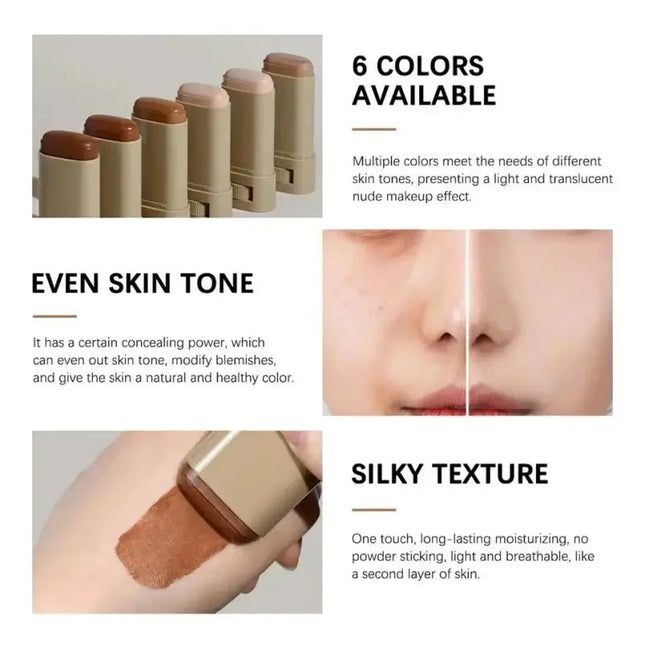Skin Tint Foundation Stick hydrates and nourishes the skin while providing long-lasting,