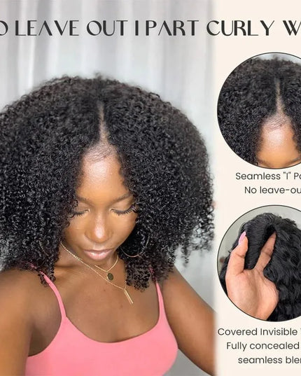 Jerry Curly V Part Wig featuring no leave out, seamless I part design, and natural-looking Curly wig style.