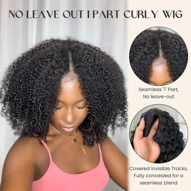 Jerry Curly V Part Wig featuring no leave out, seamless I part design, and natural-looking Curly wig style.