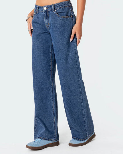 Women's Casual Loose Boyfried Wide Leg Denim Pants