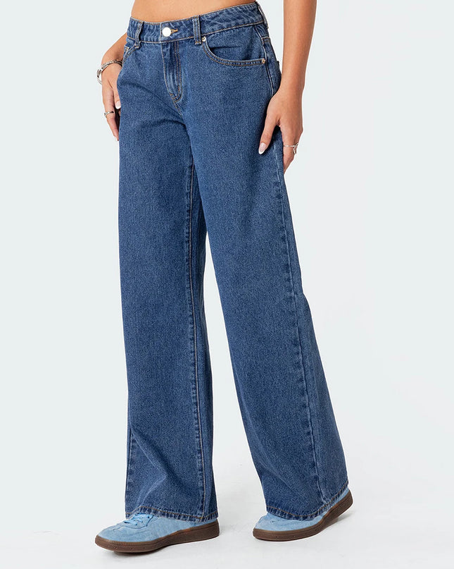 Women's Casual Loose Boyfried Wide Leg Denim Pants