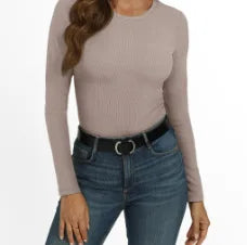 European and American new women's long sleeved elastic round neck ribbed T-shirt slim fit casual basic top