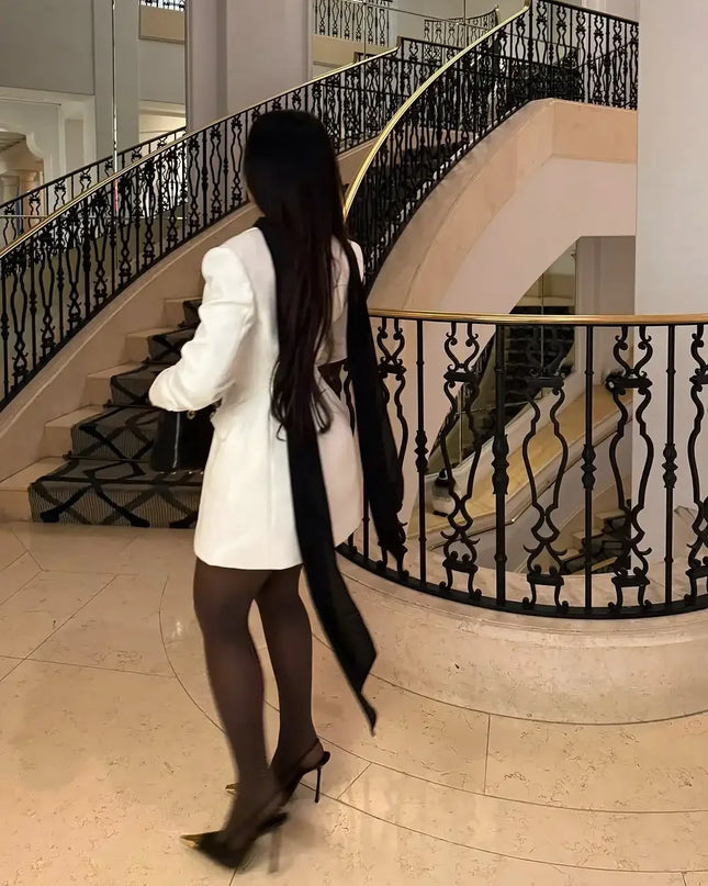 2025 Deep V-Neck Double-Breasted Mini Dress