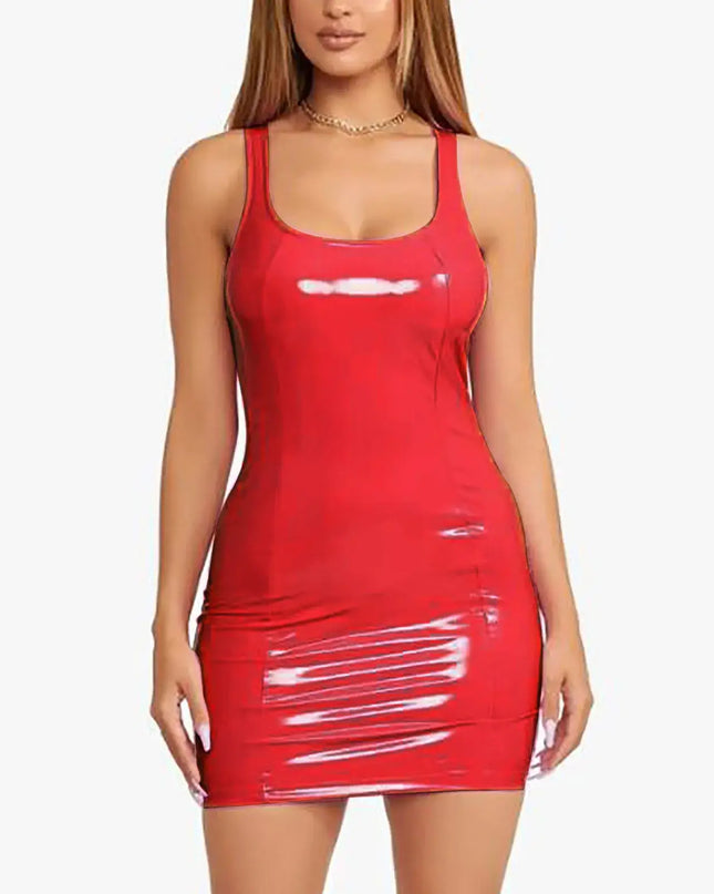 🔥 Top Seller – Sexy PU Leather Bodycon Mini Dress for Club & Party