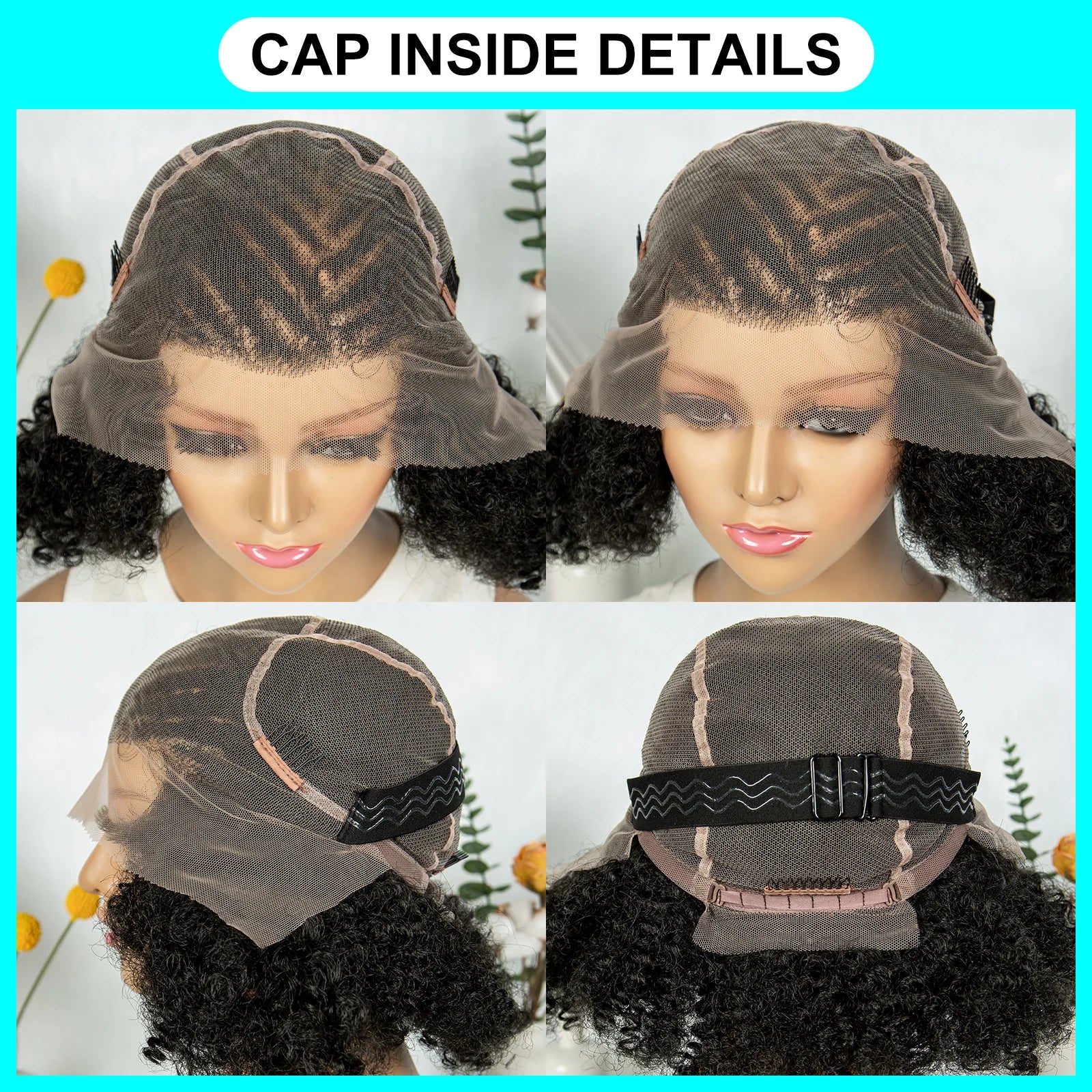 Wig cap details with a focus on construction and material