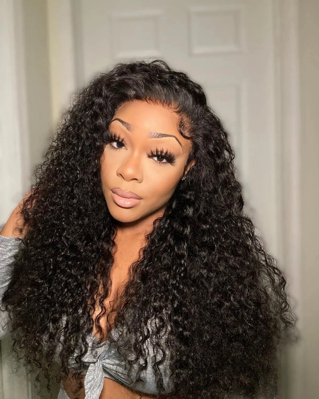 Snwprin 360 HD Full Lace Curly Human Hair Wig – 30 Inch Deep Wave Glueless Preplucked Frontal