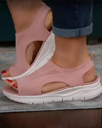 Zapatos de mujer verano 2024, sandalias deportivas informales de cuña rosa para verano, suaves y cómodas.
