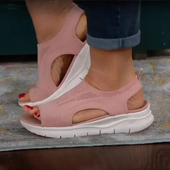 Zapatos de mujer verano 2024, sandalias deportivas informales de cuña rosa para verano, suaves y cómodas.