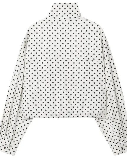 HXAO Polka Dot Bomber Jacket Women's Jackets Demi-Season Oversized Long Sleeve Top Outerwear Aviator Plus Size Zip Up Crop Coats