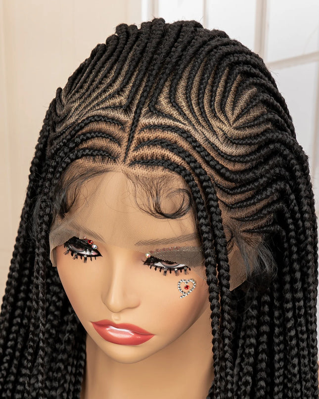 African Braided Hair Wigs Synthetic Full Lace