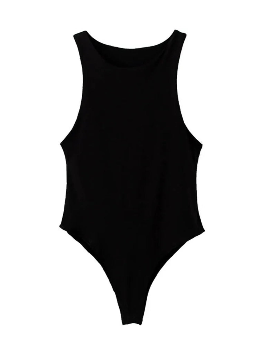 Yellow tank top on a hanger with other colored tank tops on a rack against a white background