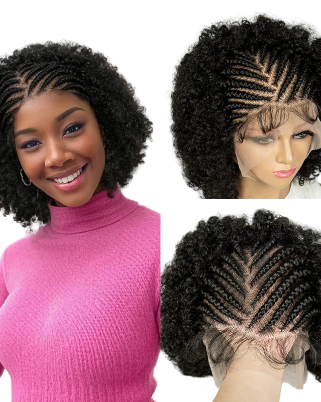 Collage of a woman with styled hair and a wig on a mannequin head, with Kima branding.