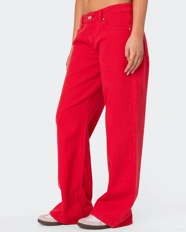 Women's Casual Loose Boyfried Wide Leg Denim Pants