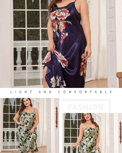 XL-5XL Sexy Satin Nightdress