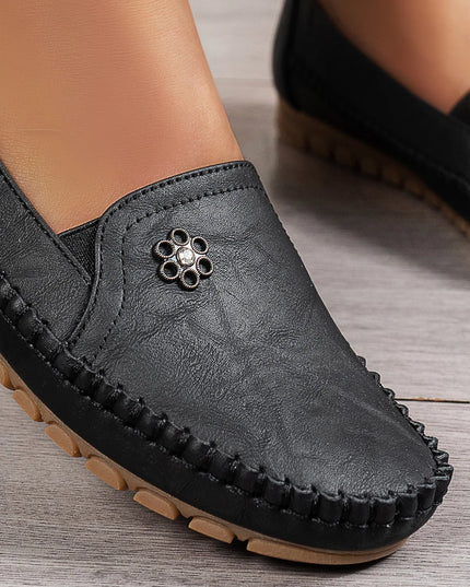 Comfortable Women's Loafers Laser Stitch Detail Flat Shoes Casual Comfortable Slip On Classic Trendy Streetwear