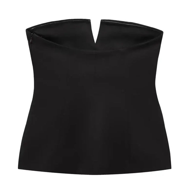 HXAO Tops For Women Strapless Off White Crop Top Woman Summer Corset Tube Tops Sexys Backless Tank Top Sleeveless Solid Tops