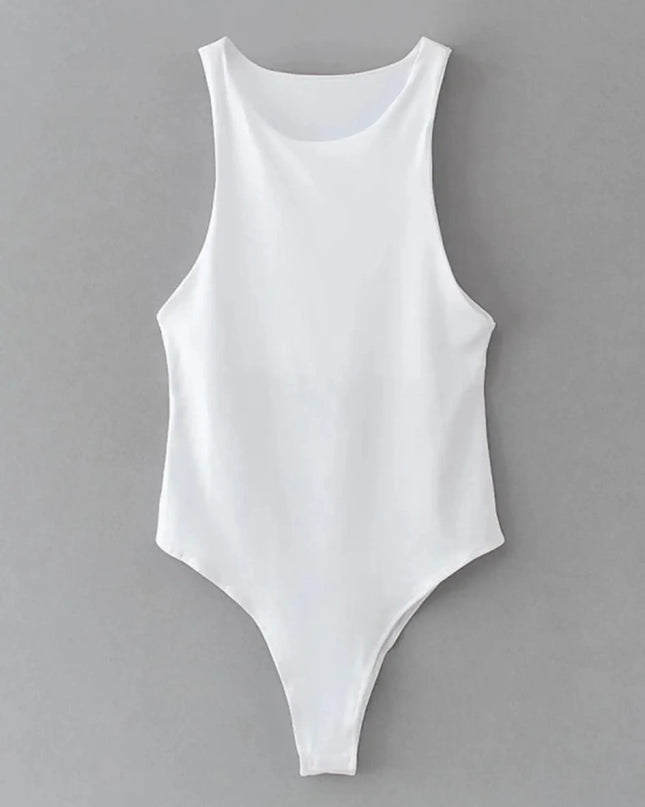 White bodysuit on a gray background