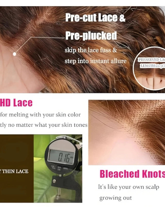 Deep Wave Bob Wig Human Hair Glueless Highlight 5x5 HD Lace Front 220% Density 4/27 Colored Ombre
