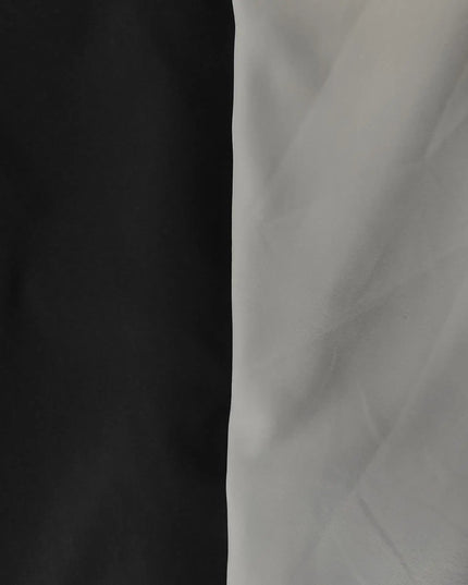Close-up of black and white fabric showcasing the color contrast of the evening party dress.
