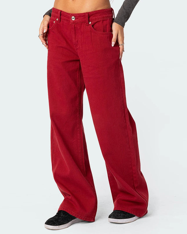 Women's Casual Loose Boyfried Wide Leg Denim Pants