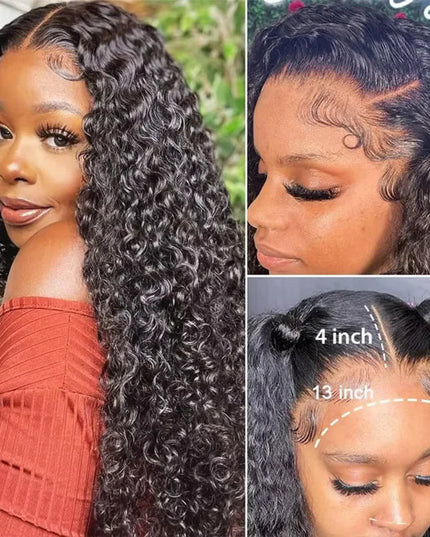 Natural Black Deep Wave Lace Front Wig | 100% Human Hair