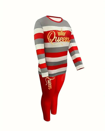 Plus Size Women's Fashion Striped Print Two-Piece Set Women's Casual Suit