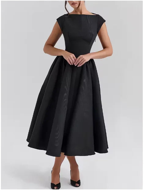 2025 Summer Strapless Satin Backless Pleated Long Dress