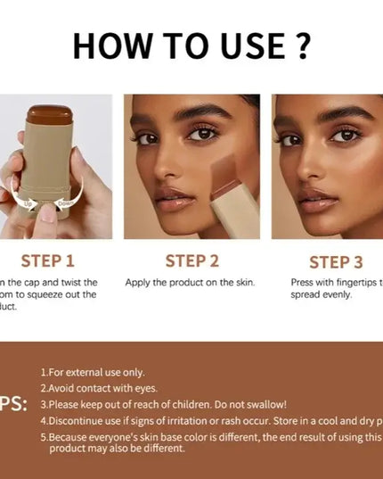 Skin Tint Foundation Stick hydrates and nourishes the skin while providing long-lasting,