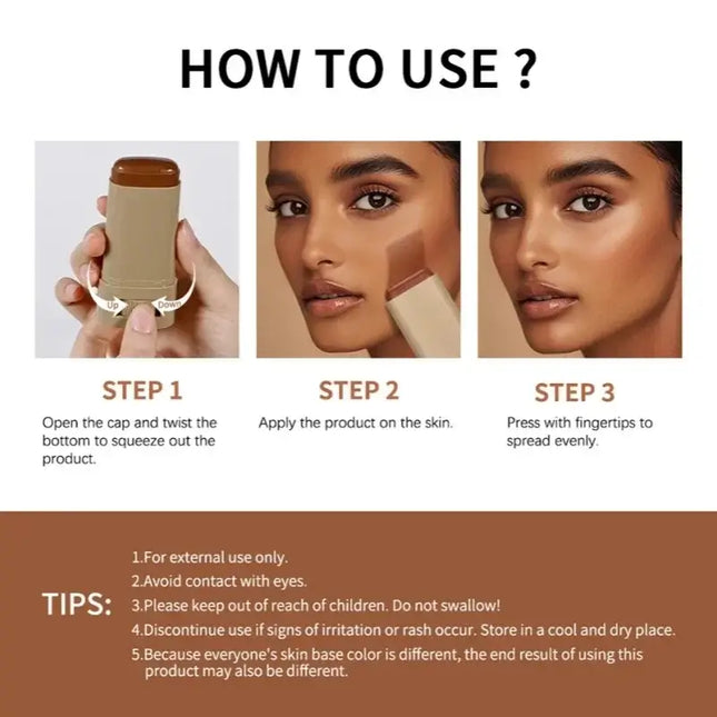 Skin Tint Foundation Stick hydrates and nourishes the skin while providing long-lasting,