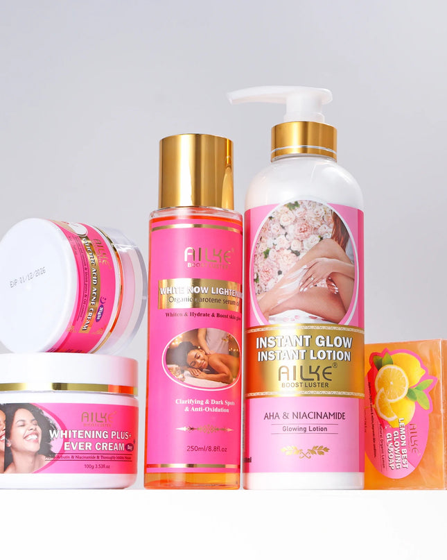 AILKE OEM Smooth Brightening AHA Dark Spots Removal, Skin Whitening Anti Wrinkle Skin Care Set