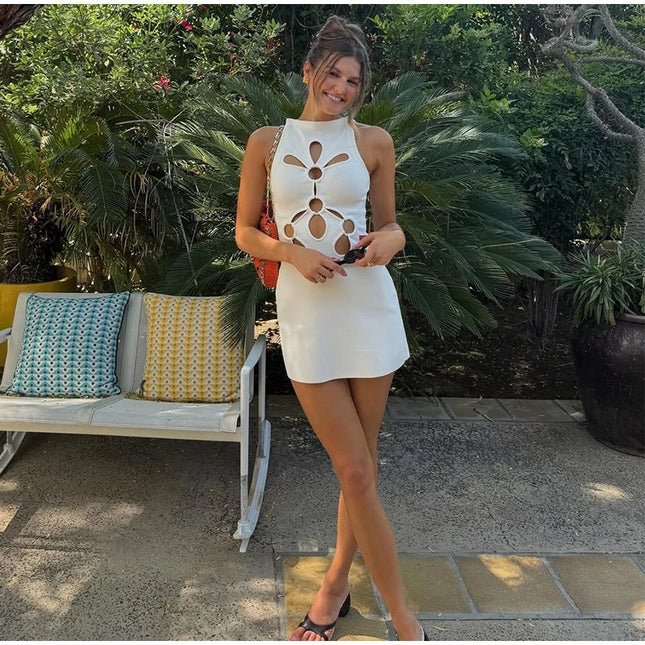 2024 Sexy Hollow Out Sleeveless High-Waist Mini Dress