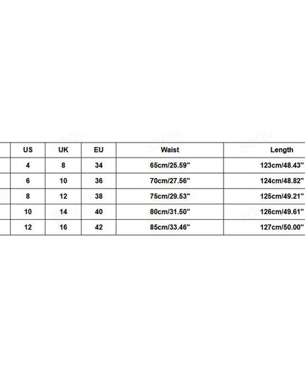 Size chart for Women Tropical Print Halter Backless Maxi Dress, showing waist and length measurements in cm.