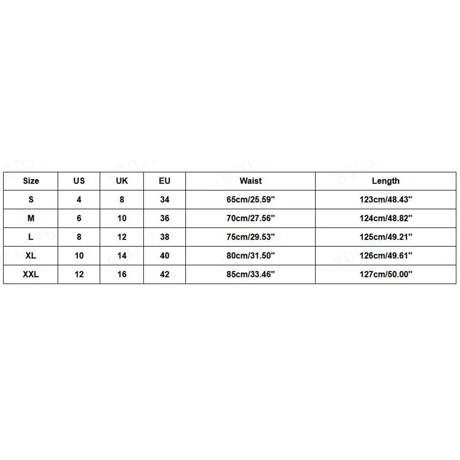 Size chart for Women Tropical Print Halter Backless Maxi Dress, showing waist and length measurements in cm.