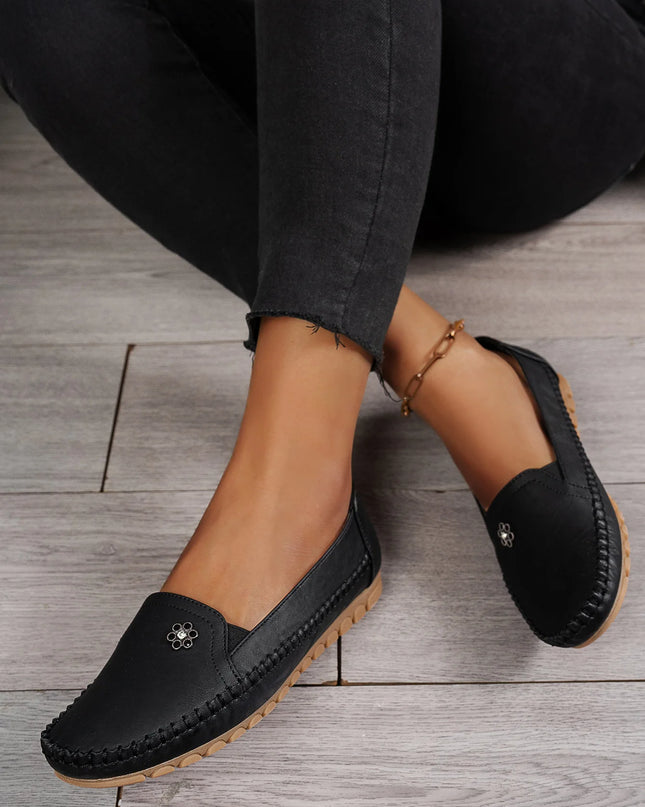 Comfortable Women's Loafers Laser Stitch Detail Flat Shoes Casual Comfortable Slip On Classic Trendy Streetwear