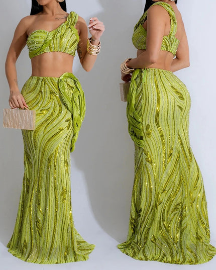 One-Shoulder Sequin Evening Dress – Elegant Summer Style