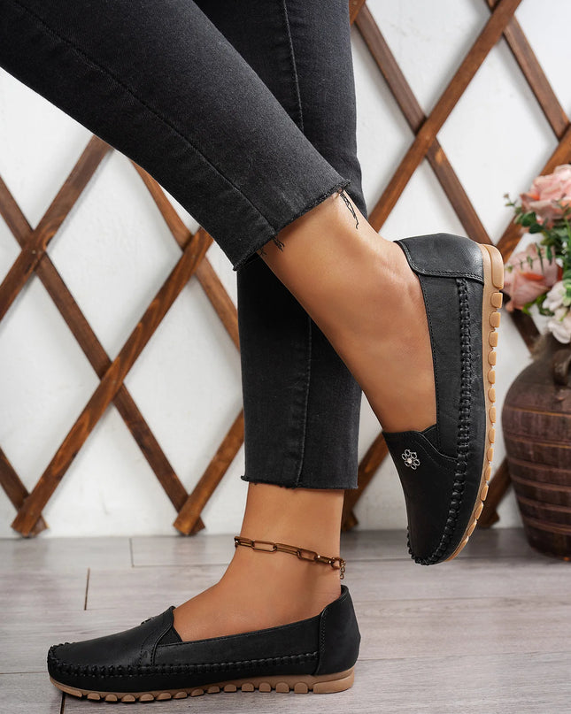 Comfortable Women's Loafers Laser Stitch Detail Flat Shoes Casual Comfortable Slip On Classic Trendy Streetwear