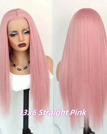 13x6 HD Light Pink Bone Straight Wig – 36 Inch Human Hair