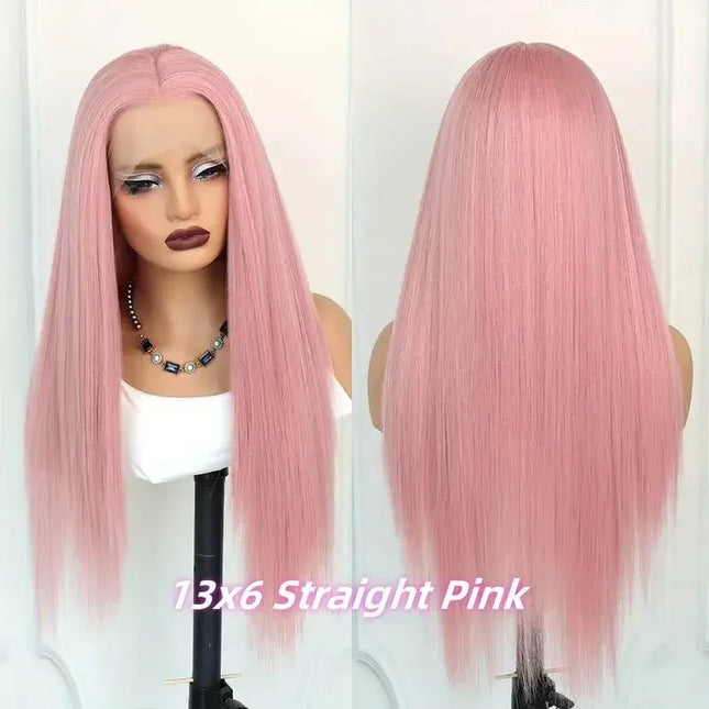 13x6 HD Light Pink Bone Straight Wig – 36 Inch Human Hair