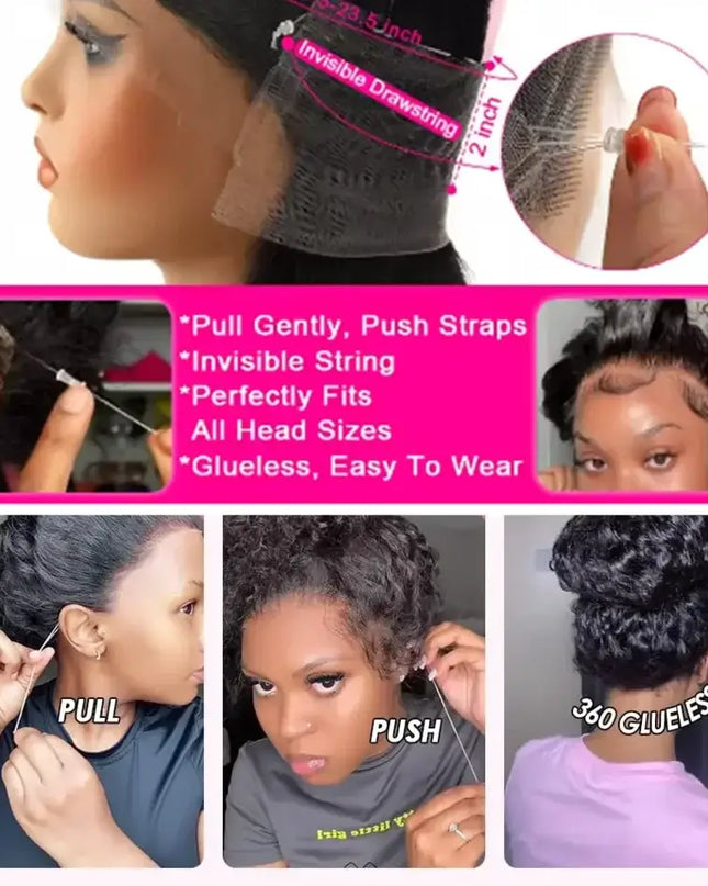 360 HD Deep Wave Full Lace Wig – Pre-Plucked Curly Human Hair Wig for Black Women