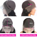 Comparison of 13x4 and 13x6 lace front wigs on mannequin heads with measurements.