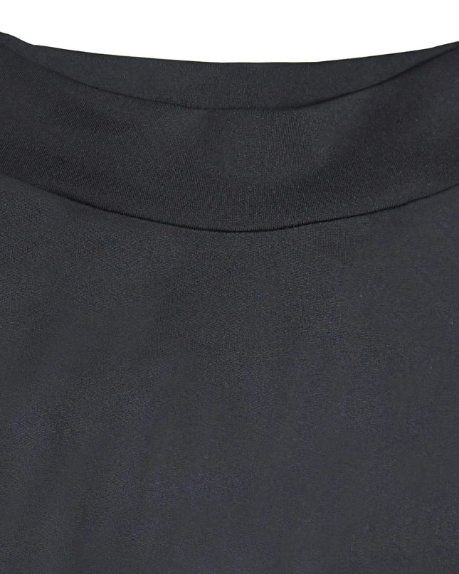 Close-up of a black garment with a collar on a white background